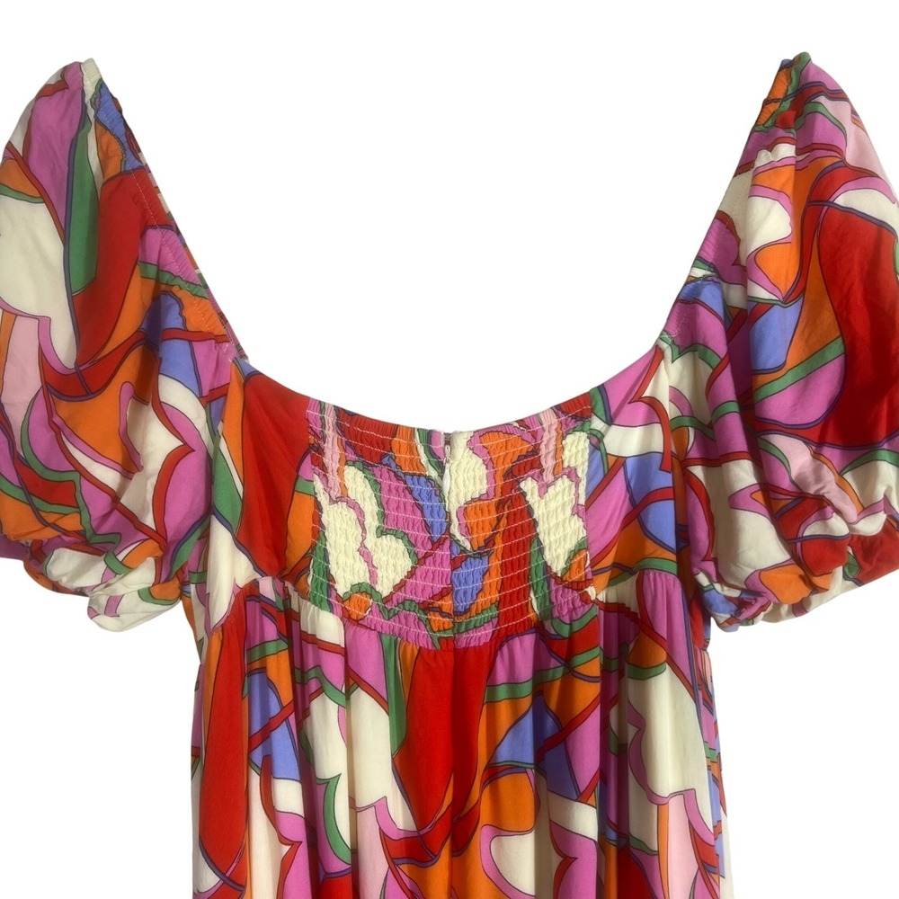 Golden by Golden Couture Maxi Dress – Colorful Abstract Puff Sleeve – Size M - Picture 8 of 10